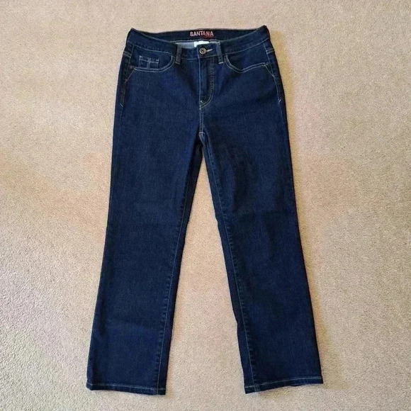 Santana Jeans Women's Size 8 Blue Dark Wash Cropped Stretch Denim - Picture 2 of 9
